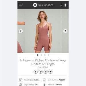 LuLuLemon Ribbed Contoured Unitard 6”